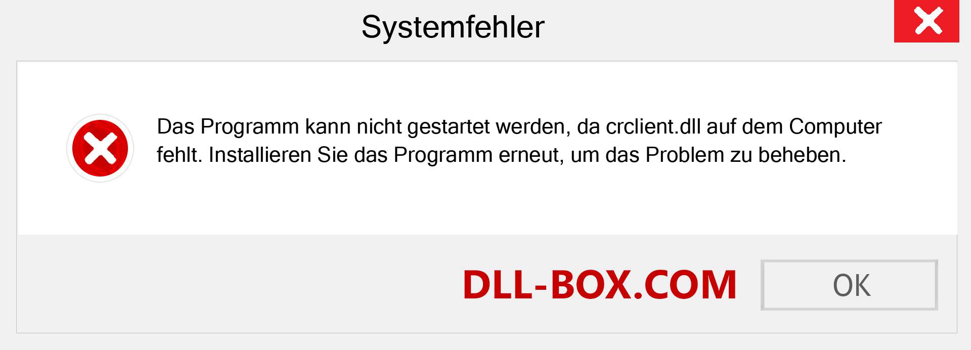 crclient.dll-Datei fehlt?. Download für Windows 7, 8, 10 - Fix crclient dll Missing Error unter Windows, Fotos, Bildern