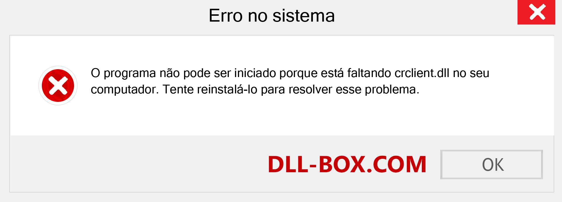 Arquivo crclient.dll ausente ?. Download para Windows 7, 8, 10 - Correção de erro ausente crclient dll no Windows, fotos, imagens